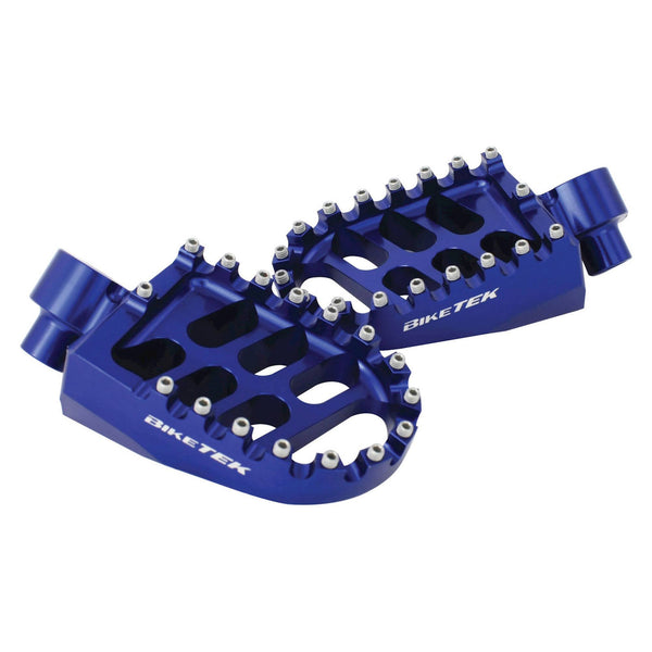 BikeTek MX Forged Wide Platform Footpegs Yamaha Blue #77BU