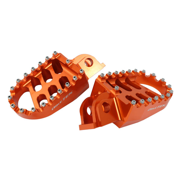 BikeTek MX Forged Wide Platform Footpegs KTM Orange #88OR