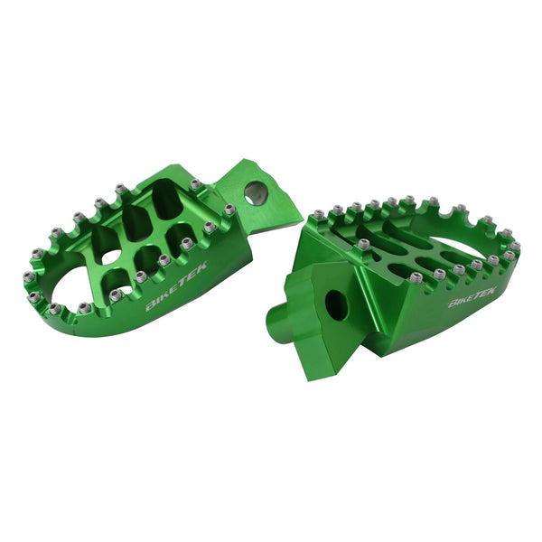 BikeTek MX Forged Wide Platform Footpegs Kawasaki Green #99GN