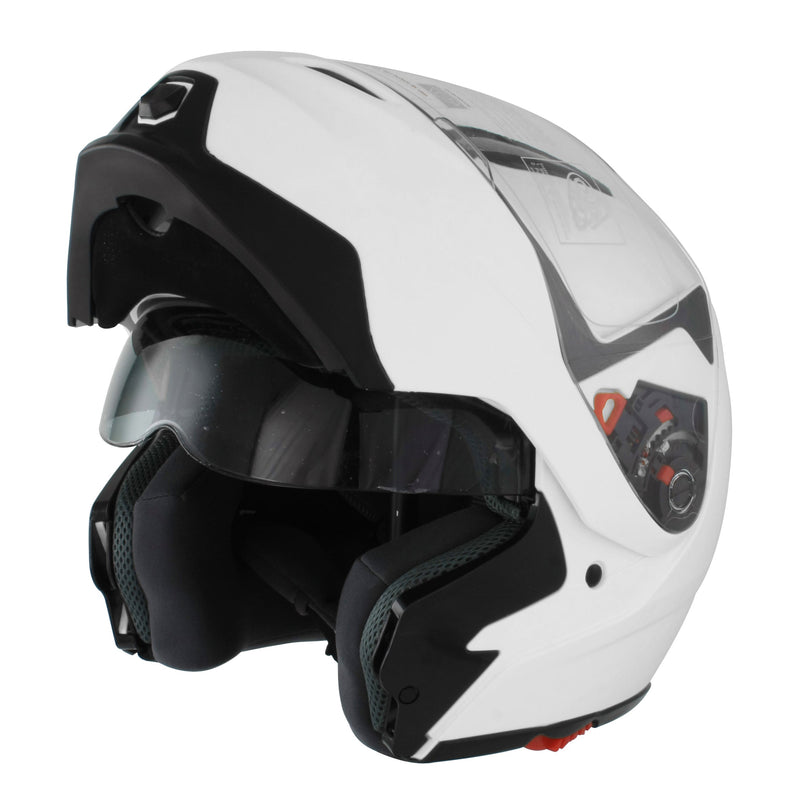 GSB G-339 ADULT FLIP ROAD HELMET PLAIN WHITE GLOSS