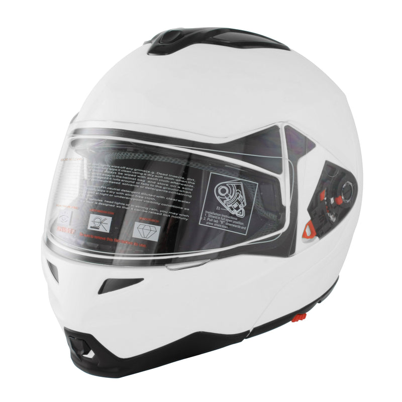 GSB G-339 ADULT FLIP ROAD HELMET PLAIN WHITE GLOSS