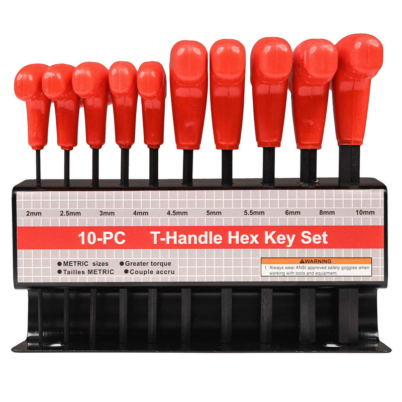 Bike It 10pc T-Handle Hexagon Key Sets With Rack