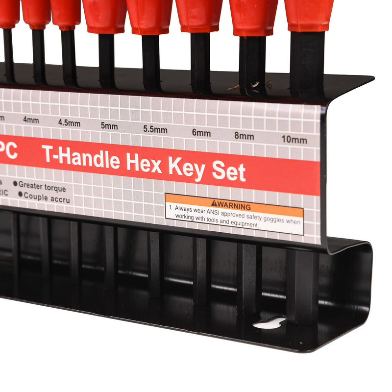 Bike It 10pc T-Handle Hexagon Key Sets With Rack