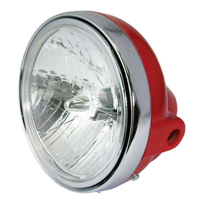 Headlight Universal 7" Round Red With Diamond Eye Lens 12V 35W