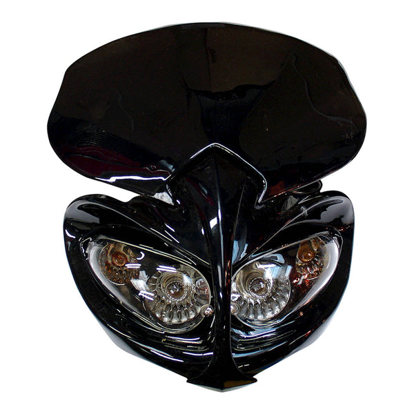 Universal Demon Fairing Headlight With Indicators Black
