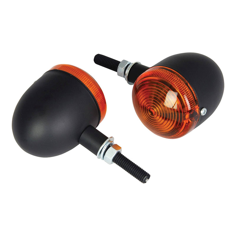 Bike It Short Stem Bullet Indicators With Black Body And Amber Lens