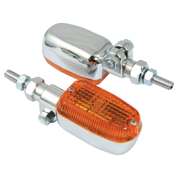 Bike It Adjustable Stem Indicators With Chrome Body And Amber Lens