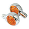 Bike It Bullseye Indicators with Chrome Body And Amber Lens - 22mm