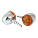 Bike It Short Stem Bullet Indicators With Chrome Body And Amber Lens