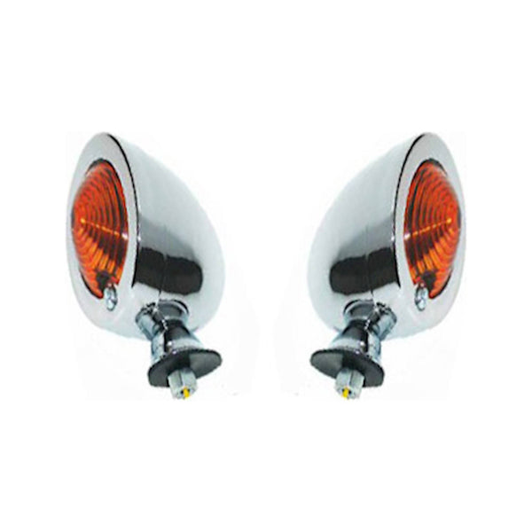 Bike It Flush Fit Mini Custom Indicators With Chrome Body And Amber Lens