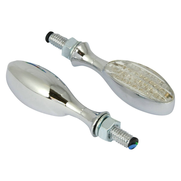 Bike It LED Micro Oval Indicators With Chrome Body And Clear Lens