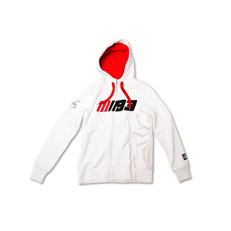 Marquez 93 White Ladies Zip Fleece Hoodie