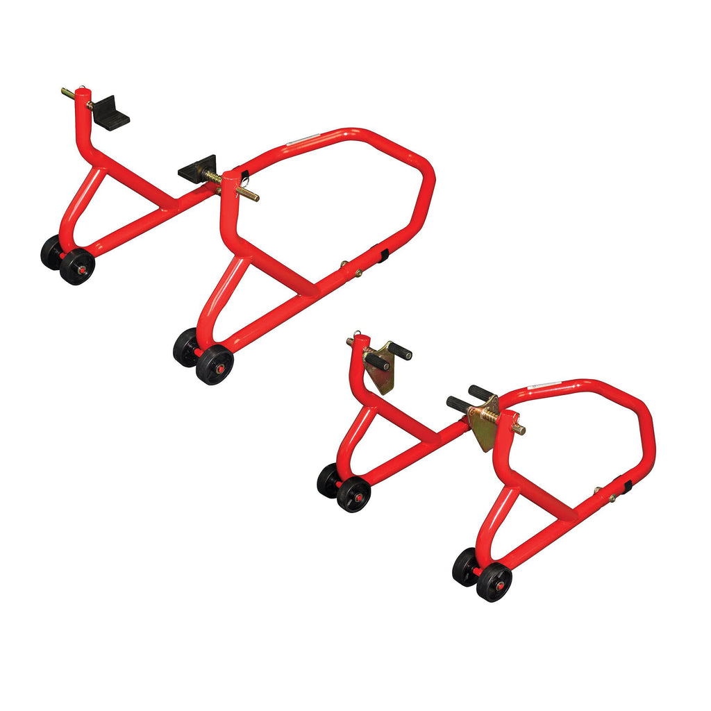 Biketek Series 3 Front And Rear Track Paddock Stand Set Red Biker Parts Direct Ltd 