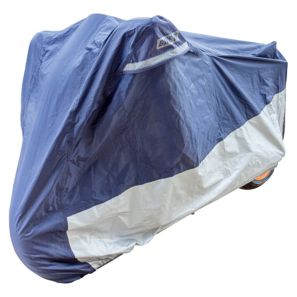 Bike It Deluxe Heavy Duty Rain Cover - Blue/Silver - Medium Fits Up To 600cc